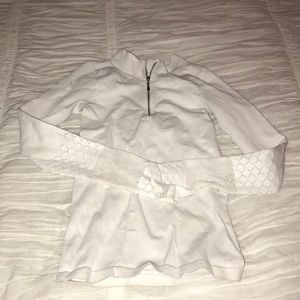 Free people athletic half zip white top